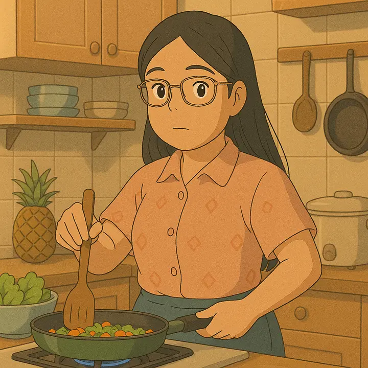Ilustración de Laura organizando su hogar